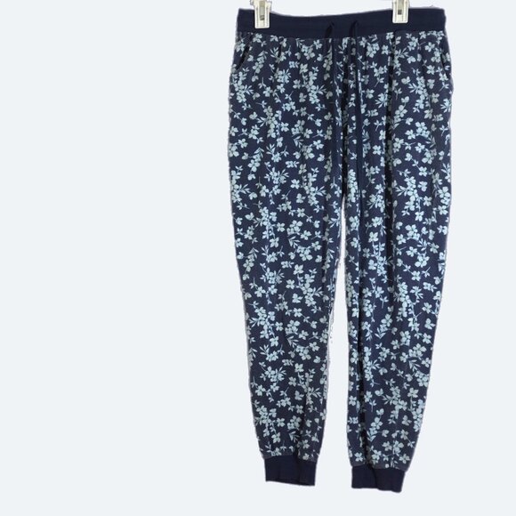 Splendid blue sakura floral drawstring jogger pants lounge pajamas size L - Picture 1 of 7